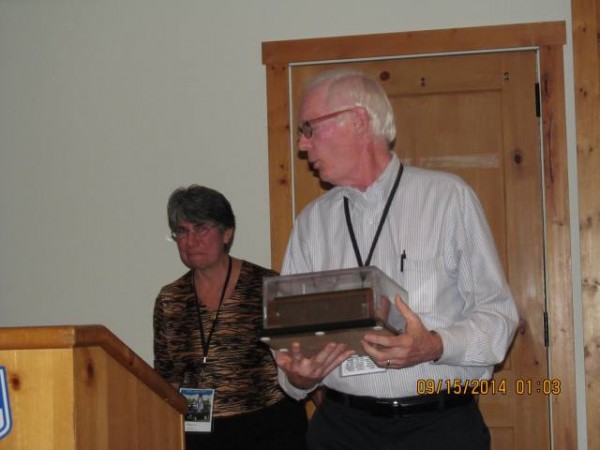 Joe McConlogue accepting the Keith Porter Award - Alpine from Pam Jeffers